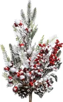 Tannenzweige künstlich 50cm mit Beeren Zapfen und Schnee