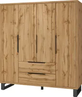 Masseno Drehtürenschrank HALLETTA 191 cm Kleiderschrank Schlafzimmer Schrank 4-türig Eiche Wotan