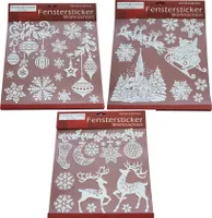 Fenstersticker Weihnachten Winter Fensterdekoration weiß/glitzer 3 Designs