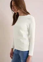 CECIL Langarmshirt 'Strukturshirt', B322767, vanilla white, Gr. S
