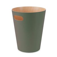 Natur / Dunkelgrau Umbra Woodrow Abfalleimer – Zweifarbiger Holz Papierkorb für Büro Badezimmer Wohnzimmer und Mehr 7,5l Fassungsvermögen