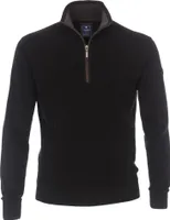REDMOND Casual Herren Troyer Langarm Regular-Fit Schwarz XL