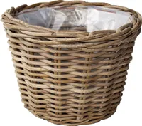 VAN DER LEEDEN Rattan Übertopf Grau konisch mit Folienauskleidung Ø 35 cm