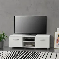 Fernsehtisch Laugar 120 x 40 x 38 cm TV Lowboard mit Schranktüren und Ablagefächern Spanplatte Weiß [en.casa]