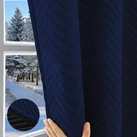 Thermovorhang Verdunkelung Vorhang Winddicht Kälteschutz Thermo Gesteppt Vorhänge Gardinen, Blau, 140x245cm