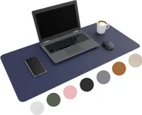 Wurk WURK Professionelle Schreibtischunterlage aus Kunstleder - Schreibtisch-Organizer - Schreibtischzubehör - Mauspad XXL- Inklusive Kabelclip - 80x40 - Blau