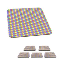 MuchoWow® Sklenený podtácek Štvorcová sada 6 kusov Šesťuholník - Dúha - vzor 10x10x0.3cm Podložky pod poháre - podložky pod nápoje - ochrana stolovej