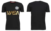 Alpha Industries - Herren T-Shirt NASA Reflective T, Farbe:Black/Gold, Größe:L