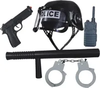 O47152 schwarz Kinder Polizei-Police Set 5teilig