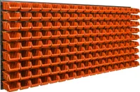 Nástěnný panel na nářadí 174 x 78 cm s 153 ks. Krabic závěsný Oranžové Boxy plastová