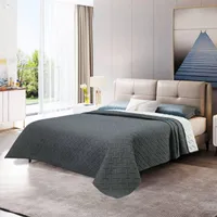 WOLTU Tagesdecke mit geometrischesmuster Patchwork Bettdecke aus Mikrofaser mit Ultraschall genäht 240x260cm Dunkelgrau+Creme