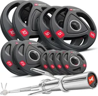Hop-Sport Olympia Hantelset 54 KG Langhantel Langhantelstange 50mm Hantelcheiben 2x 10 kg, 2x 5 kg, 2x 2,5 kg, 4x 1,25 kg