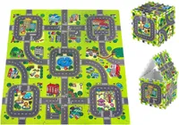Vzdelávacia penová podložka 90 x 90 x 1 cm s lemom - EVA pena - dizajn: ulice mesta