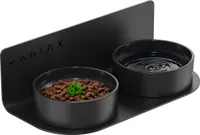 ElegantFeed S Katzennapf aus Keramik erhöht einfach abnehmbar – Fressnapf, für Katzen kleine Hunde – Futterstation, Futternapf schwarz zur Wandmontage