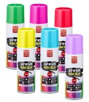 Sprühkreide wasserlöslich 100 ml Dose - 6er Set - Kreidespray in 6 verschiedenen bunten Farben - Flüssigkreide Markierungsspray abwaschbar