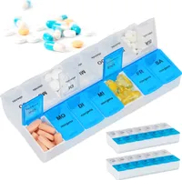 relaxdays 3er Set Tablettenbox 7 Tage 2 Fächer