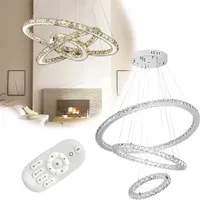 JOIEYOU 72W LED Kronleuchter Kristall Modern Pendelleuchte Höhenverstellbar Deckenlampe Hängelampe Deckenleuchter mit Drei Ringe für Wohnzimmer Esszimmer Flur - Dimmbar