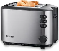 Automatik-Toaster Brötchen-Röstaufsatz SEVERIN AT 2514 2 Scheiben AT 2514 aus Edelstahl, gebürstetschwarzsilber Toaster Toaster Langschlitz Toaster Schwarz Toaster Edelstahl