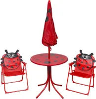 vidaXL 3-tlg. Garten-Bistro-Set für Kinder mit Sonnenschirm Rot