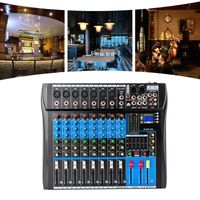 8-Kanal Audio Mixer DJ Audiomixer USB Live Studio Audio Verstärker USB Bluetooth Aufnahme Stereo Sound Mischpult