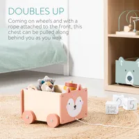 Navaris Spielzeugkiste Kiste Aufbewahrung für Spielzeug - Aufbewahrungsbox für Kinderzimmer - 26,4x20x25,8cm Spielkiste für Kinder - mit Rädern