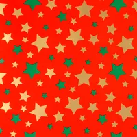 Geschenkpapier Sterne Muster 70cm x 2m Rolle rot / gold / grün