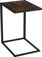 HOMCOM Beistelltisch in C-Form Kaffeetisch Couchtisch Standtisch Tisch Metall MDF Rustikal-Braun 40,6 x 50,8 X 64,2 cm