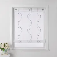 Joyswahl Raffrollo ohne Bohren Hakenaufhängung Ösenrollo mit gesticktem Wellenperlenmuster Stickerei BxH 60x140 cm Grau 1 Stück