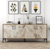 Skye Decor, Kiev - Walnut, White Marble, Wohnzimmerschränke, Nussbaum, 180 x 78 x 35 cm