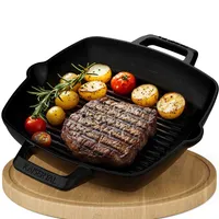 KAISERTAL® Grillpfanne  - 26cm Premium Grillpfanne Gusseisen Voreingebrannt  - Induktionsgeeignet - Backofengeeignet