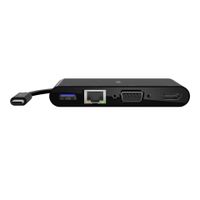 Belkin USB-C auf Gigabit-Ethern. HDMI/VGA/USB-A-Adapter, schwarz