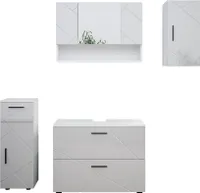 Vicco Badmöbel-Set Irma, 4 Teile, Weiß Hochglanz
