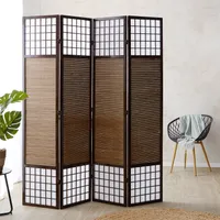 Homestyle4u XL Paravent Raumteiler 4 teilig Bambus Holz Braun Höhe 2 m