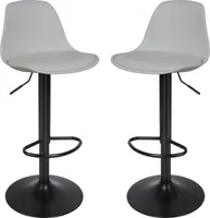 2er Set Barhocker,Drehbare Barstuhl Tresenhocker Küchenhocker Höhenverstellbar aus Kunstleder - Grau