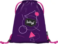 Baagl Turnbeutel für Mädchen und Damen -  Schuhbeutel, Schule und Kindergarten Sportbeutel, Sportrucksack (Grafik Violett)