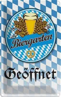 vianmo Kovový nápis 12x18 cm Biergarten Bier Brezel Bayern