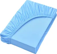 Jersey Spannbettlaken Spannbetttuch, 100% Baumwolle, 120x200cm, Hell blau