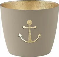 Windlicht Teelichthalter Madras - Anker - sandstone / gold - Giftcompany