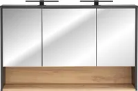 Bad Spiegelschrank 120 cm BOLOGNA-56 inkl. LED Beleuchtung in anthrazit mit Artisan Eiche Nb., B/H/T: ca. 120/80/25 cm