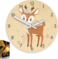 ModernClock, Wanduhr, Wanduhr für Kinder, Hirsch mit Blumen, stille Wanduhr, 30 cm