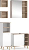 Vicco Badmöbel-Set Senyo, 4 Teile, mit Midischrank, Weiß/Sonoma