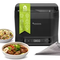 TurboTronic Elektrischer Multikocher Neues Modell 2024 4L Schwarz Dampfkocher, Reiskocher, Slow-Cooker, Küchenmaschine, 1200W, Timer, Warmhaltefunktion, Multivarka, Warka