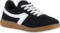 VAN HILL Damen Sneaker Low Schnürer Bequeme Strick Freizeit Schnür-Schuhe 841515, Farbe: Schwarz, Größe: 40