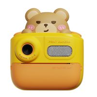 K64 Dětská kamera，Dětská tisková kamera, termotiskárna, multifunkční kamera, 48 MP, vhodná pro děti od 3 let, žlutý medvídek