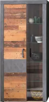 trendteam Wohnen Vitrine Indy Graphit Grau Matera-Old Wood NB/Old Wood NB 87 x 189 x 34 cm