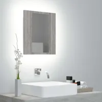 Szafka z lustrem LED szara Sonoma 40x12x45 cm materiał drewnopochodny