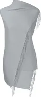 Fiolini Pashmina Schal Stola Schultertuch hellgrau 80 x 200 cm