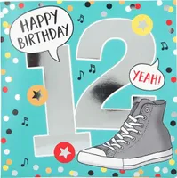 Depesche 11515-022 Zahlenkarte zum 12. Geburtstag mit Musik, veredelte Klappkarte mit originellem Innentext, inkl. Umschlag, Format 15,5 x 15,5 cm