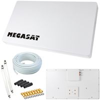 Megasat Flachantenne PROFI Line H30 D2 Twin inkl. Fensterhalterung + 20m Kabel + 2x Fensterdurchführung. Neueste Generation mit besten Empfangswerten für HD und SD TV (einfache und stabile Montage)