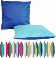 JACK 2-farbiges Wende Outdoor Lounge Kissen 45x45cm Dekokissen inkl. Füllung Wasserfest Sitzkissen Garten Stuhl Lotus Effekt, Farbe:Blau - Hellblau